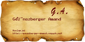 Günszberger Amand névjegykártya